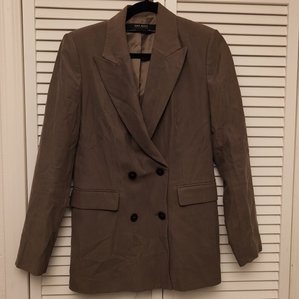 Boss Babe Fit- Zara NWOT Olive Green DBL Breasted Blazer